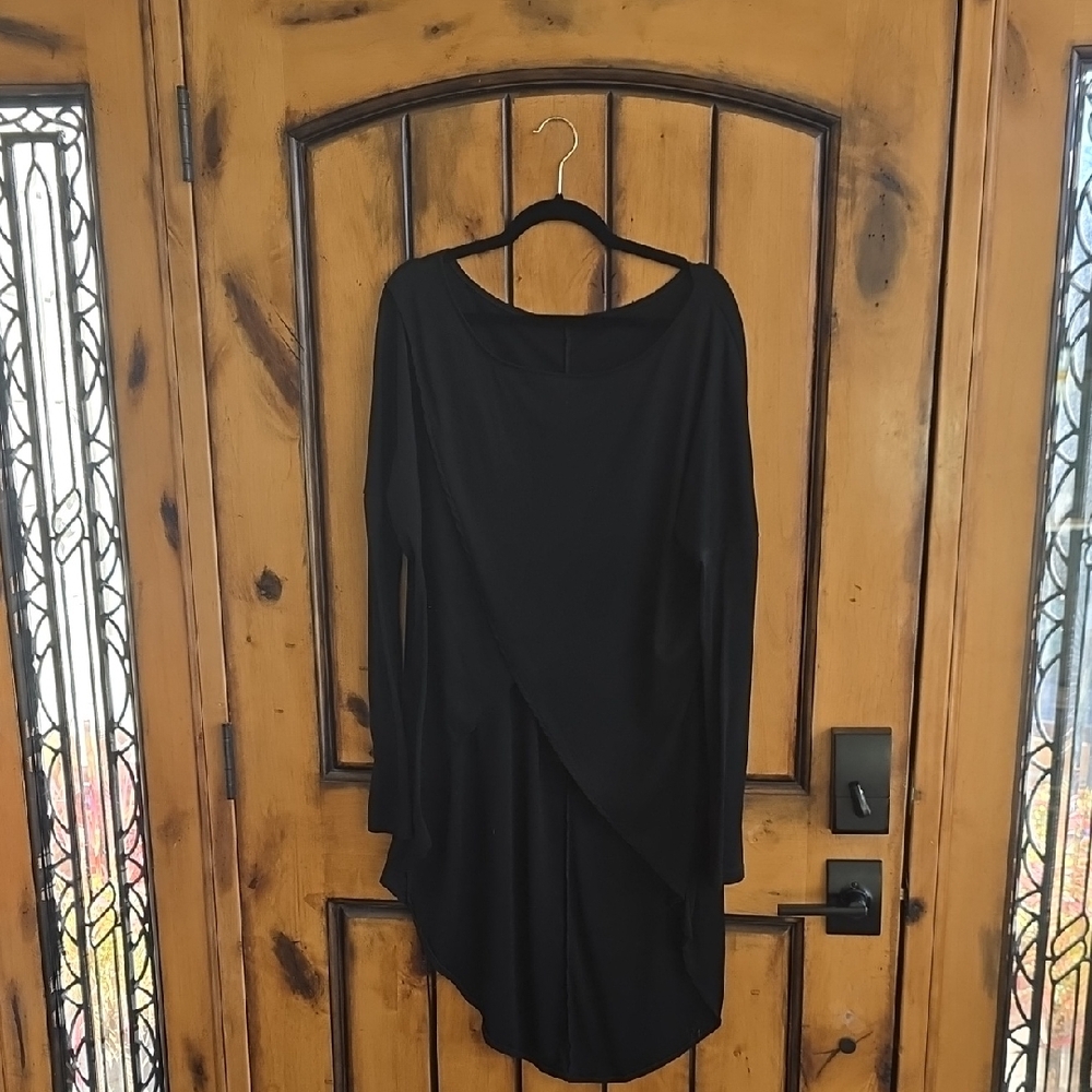 Black Long Sleeve Assymetrical Shirt